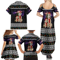 Siberian Husky Show Up Xmas Christmas Family Matching Summer Maxi Dress and Hawaiian Shirt Xmas Holiday Patterns - Wonder Print Shop