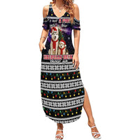 Siberian Husky Show Up Xmas Christmas Family Matching Summer Maxi Dress and Hawaiian Shirt Xmas Holiday Patterns - Wonder Print Shop