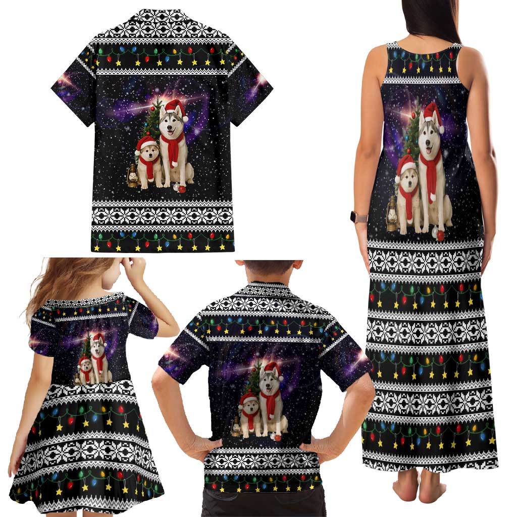 Siberian Husky Show Up Xmas Christmas Family Matching Tank Maxi Dress and Hawaiian Shirt Xmas Holiday Patterns - Wonder Print Shop