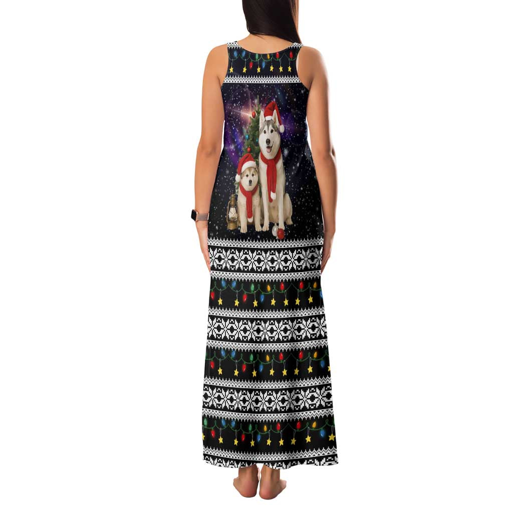 Siberian Husky Show Up Xmas Christmas Family Matching Tank Maxi Dress and Hawaiian Shirt Xmas Holiday Patterns - Wonder Print Shop