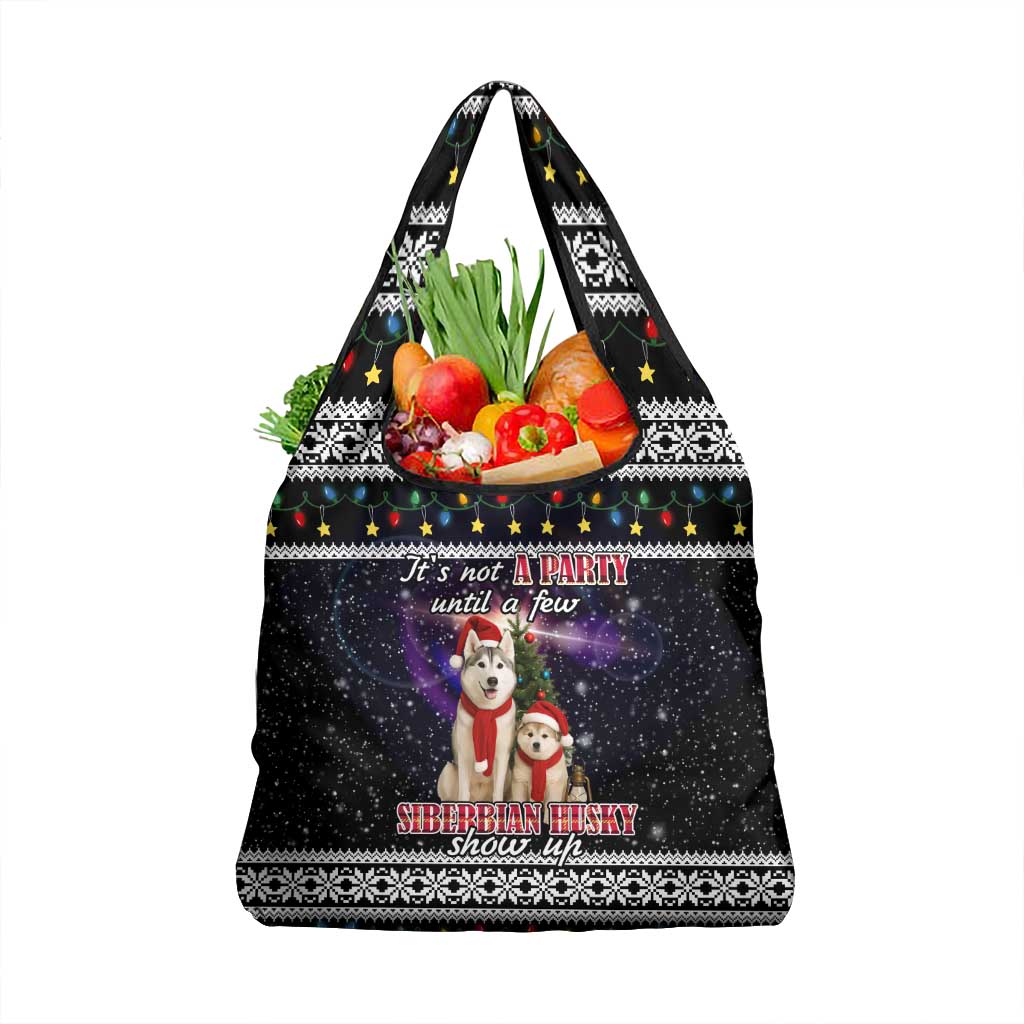Siberian Husky Show Up Xmas Christmas Grocery Bag Xmas Holiday Patterns - Wonder Print Shop