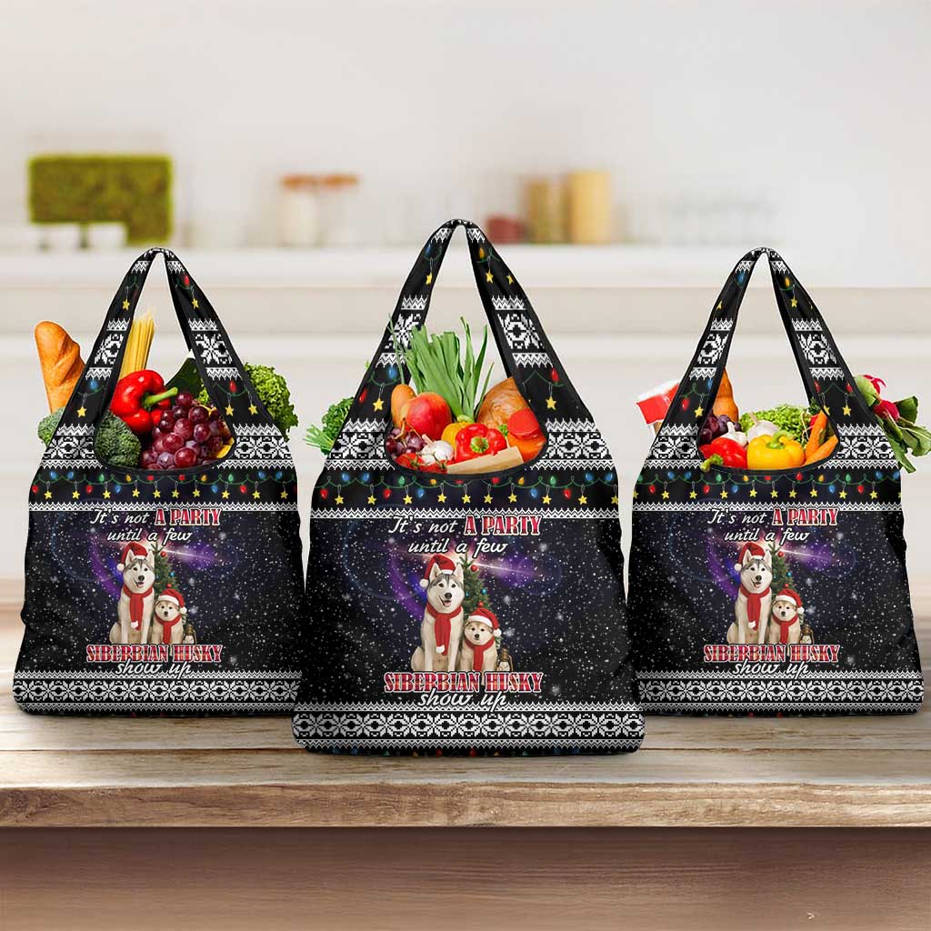 Siberian Husky Show Up Xmas Christmas Grocery Bag Xmas Holiday Patterns - Wonder Print Shop