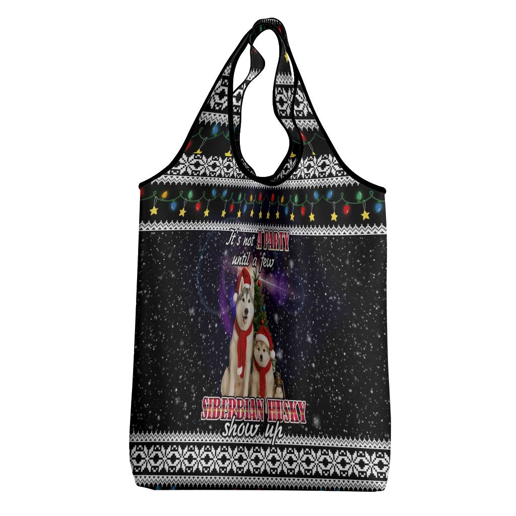 Siberian Husky Show Up Xmas Christmas Grocery Bag Xmas Holiday Patterns - Wonder Print Shop