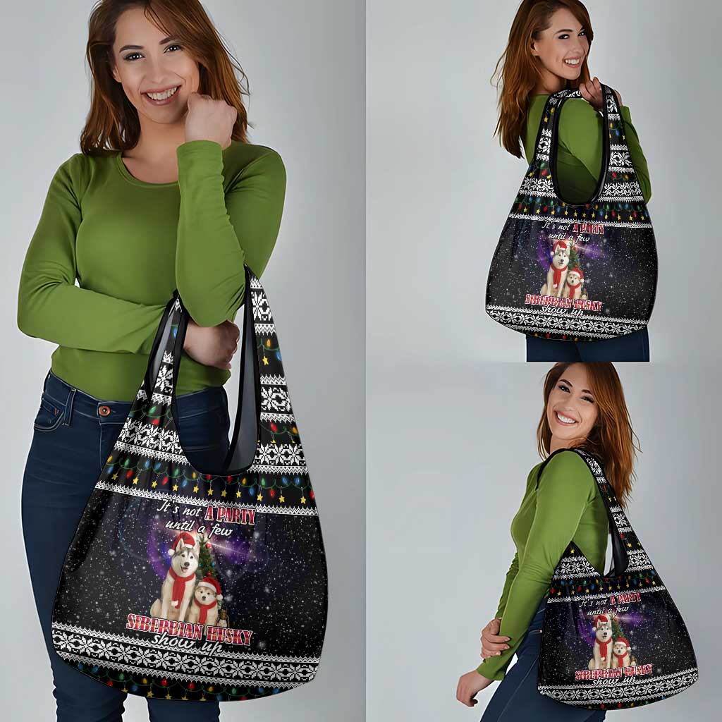 Siberian Husky Show Up Xmas Christmas Grocery Bag Xmas Holiday Patterns - Wonder Print Shop