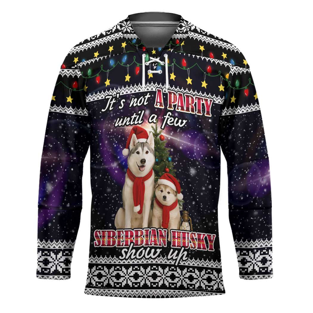Siberian Husky Show Up Xmas Christmas Hockey Jersey Xmas Holiday Patterns - Wonder Print Shop