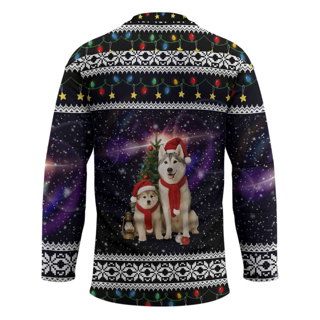 Siberian Husky Show Up Xmas Christmas Hockey Jersey Xmas Holiday Patterns - Wonder Print Shop