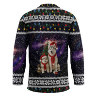 Siberian Husky Show Up Xmas Christmas Hockey Jersey Xmas Holiday Patterns - Wonder Print Shop