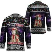 Siberian Husky Show Up Xmas Christmas Hockey Jersey Xmas Holiday Patterns - Wonder Print Shop