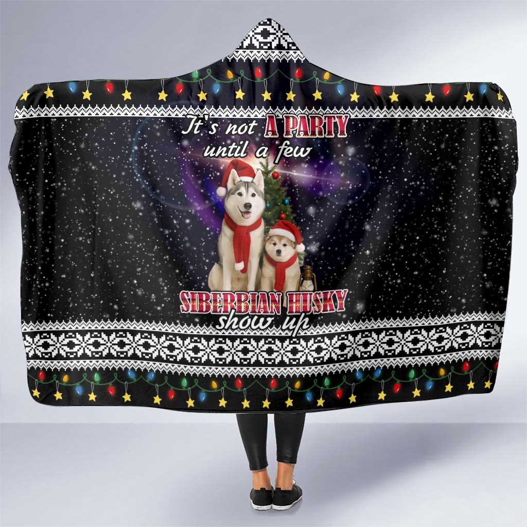 Siberian Husky Show Up Xmas Christmas Hooded Blanket Xmas Holiday Patterns - Wonder Print Shop