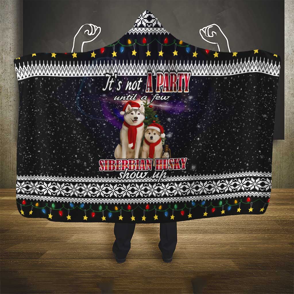 Siberian Husky Show Up Xmas Christmas Hooded Blanket Xmas Holiday Patterns - Wonder Print Shop
