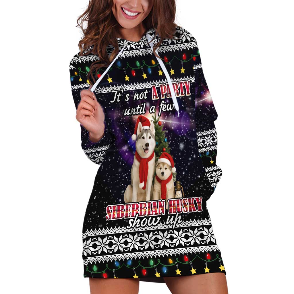 Siberian Husky Show Up Xmas Christmas Hoodie Dress Xmas Holiday Patterns - Wonder Print Shop