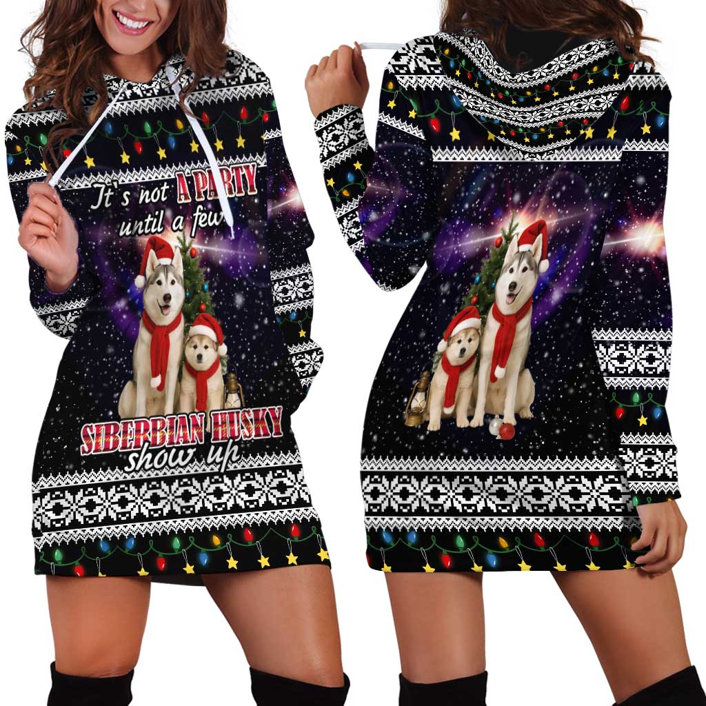 Siberian Husky Show Up Xmas Christmas Hoodie Dress Xmas Holiday Patterns - Wonder Print Shop