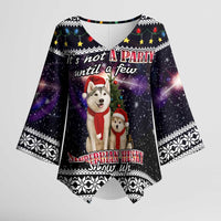 Siberian Husky Show Up Xmas Christmas Kimono Sleeve Blouse Xmas Holiday Patterns - Wonder Print Shop