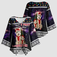 Siberian Husky Show Up Xmas Christmas Kimono Sleeve Blouse Xmas Holiday Patterns - Wonder Print Shop
