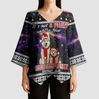 Siberian Husky Show Up Xmas Christmas Kimono Sleeve Blouse Xmas Holiday Patterns - Wonder Print Shop