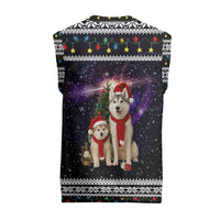 Siberian Husky Show Up Xmas Christmas Knitted V-Neck Vest Xmas Holiday Patterns - Wonder Print Shop