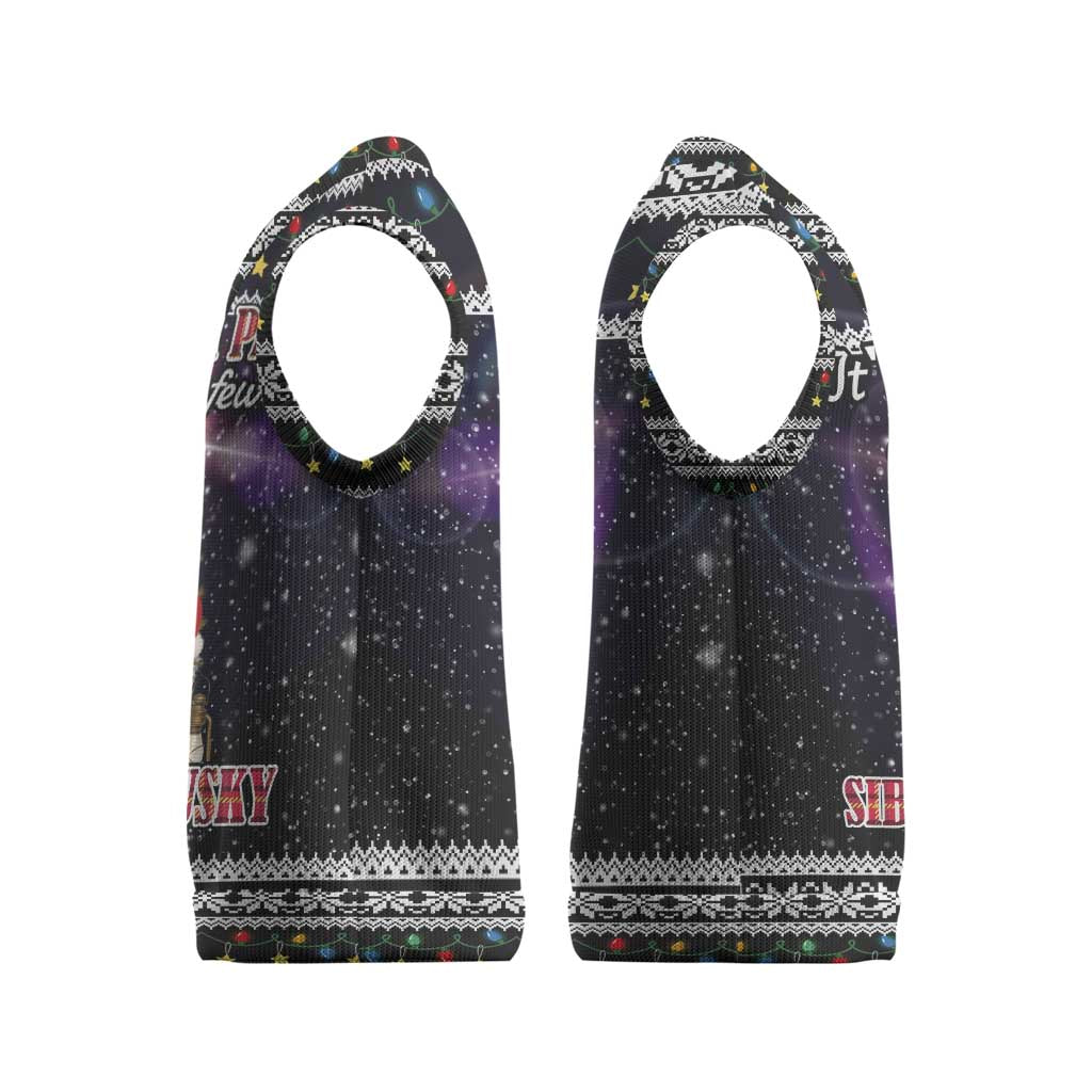 Siberian Husky Show Up Xmas Christmas Knitted V-Neck Vest Xmas Holiday Patterns - Wonder Print Shop