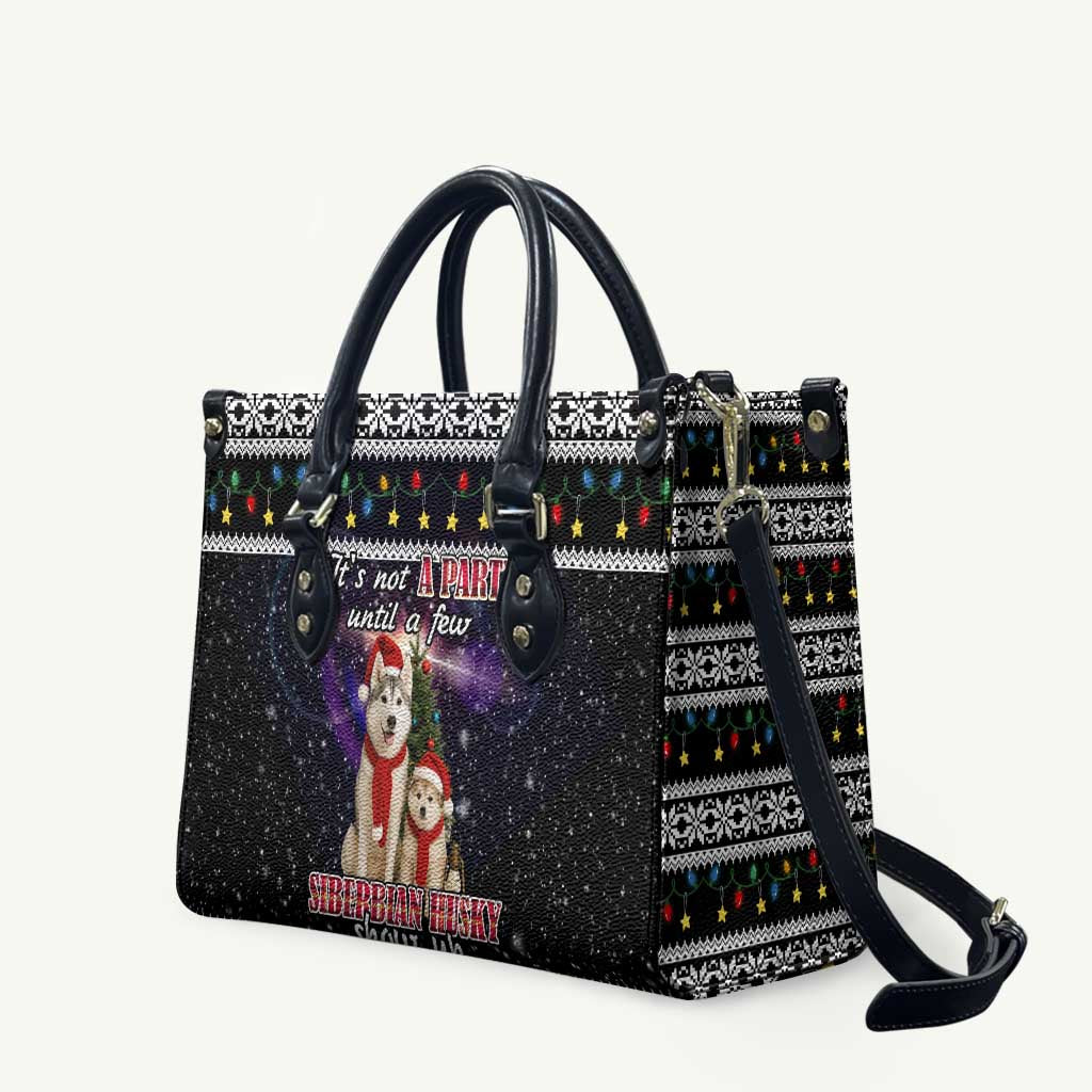 Siberian Husky Show Up Xmas Christmas Leather Bag Xmas Holiday Patterns - Wonder Print Shop