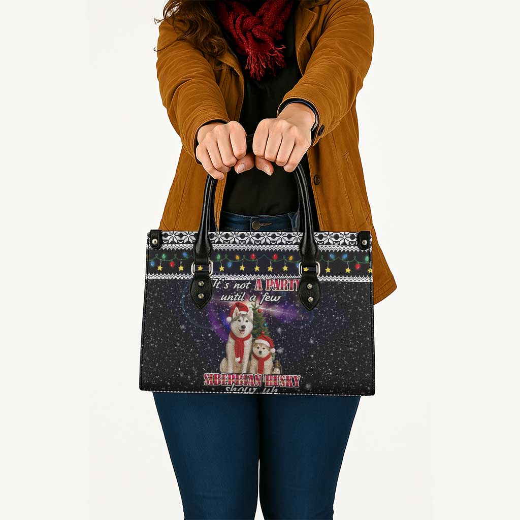 Siberian Husky Show Up Xmas Christmas Leather Bag Xmas Holiday Patterns - Wonder Print Shop