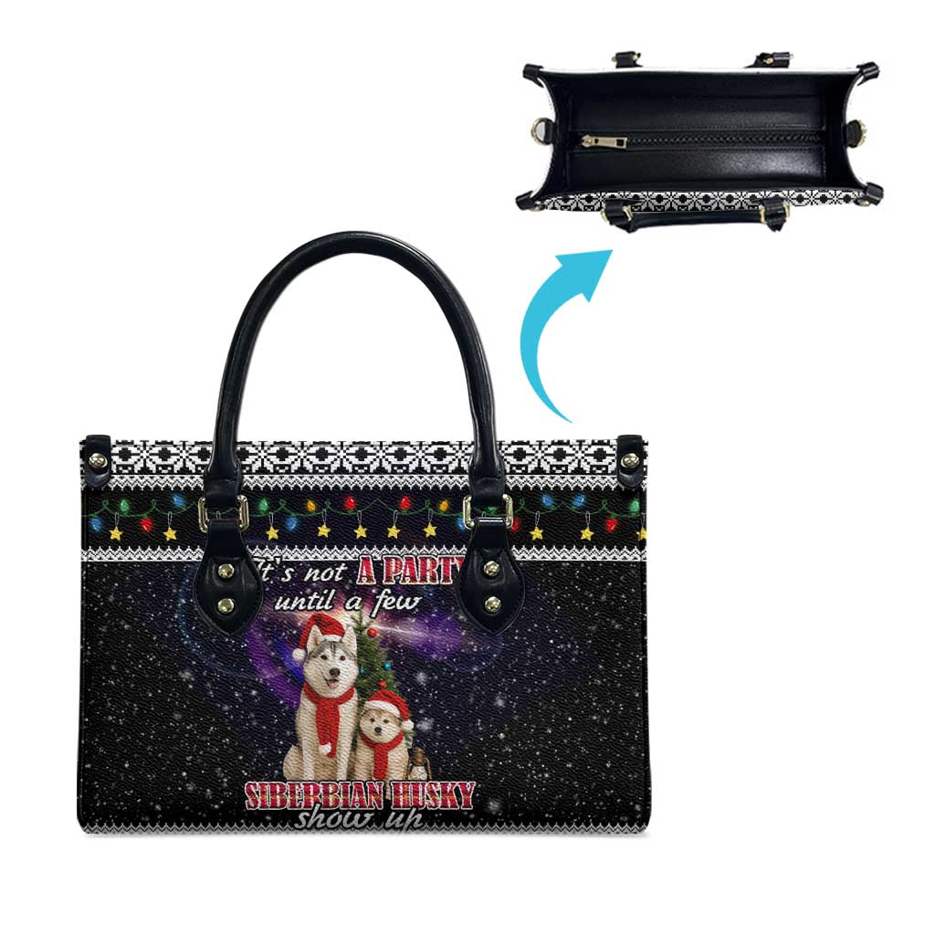 Siberian Husky Show Up Xmas Christmas Leather Bag Xmas Holiday Patterns - Wonder Print Shop
