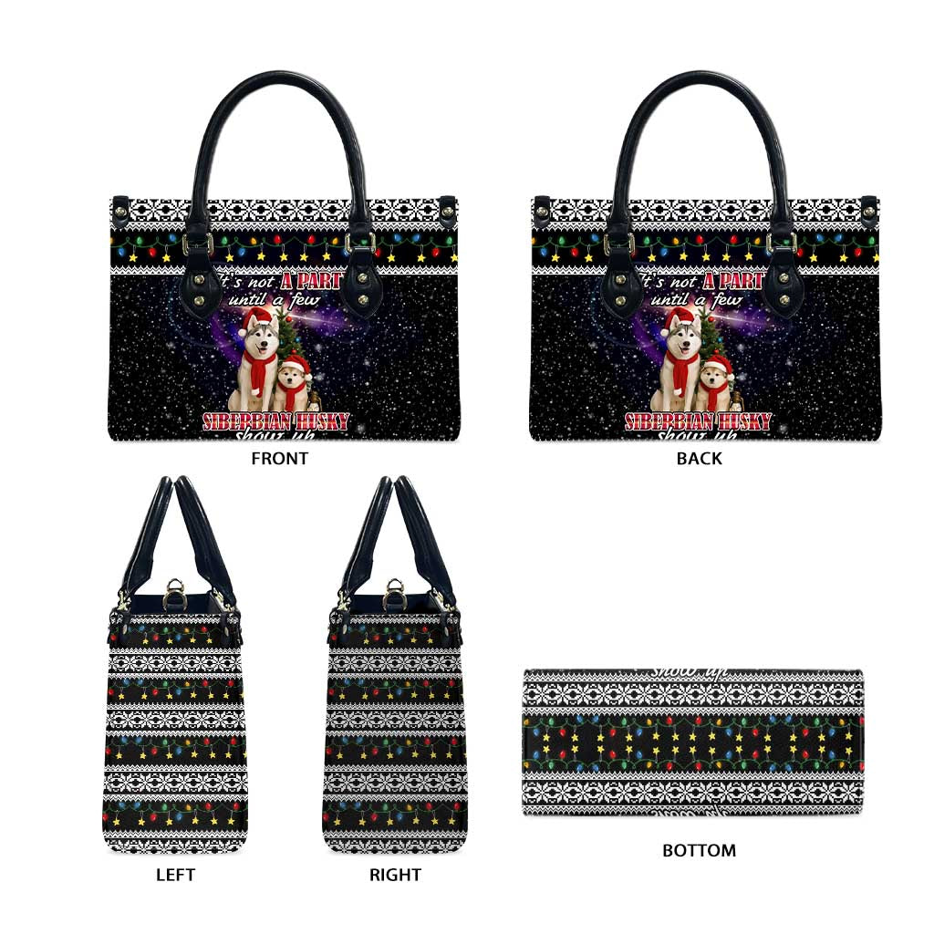 Siberian Husky Show Up Xmas Christmas Leather Bag Xmas Holiday Patterns - Wonder Print Shop