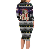 Siberian Husky Show Up Xmas Christmas Long Sleeve Bodycon Dress Xmas Holiday Patterns - Wonder Print Shop