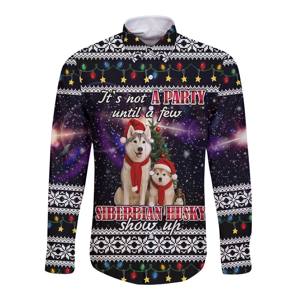 Siberian Husky Show Up Xmas Christmas Long Sleeve Button Shirt Xmas Holiday Patterns - Wonder Print Shop