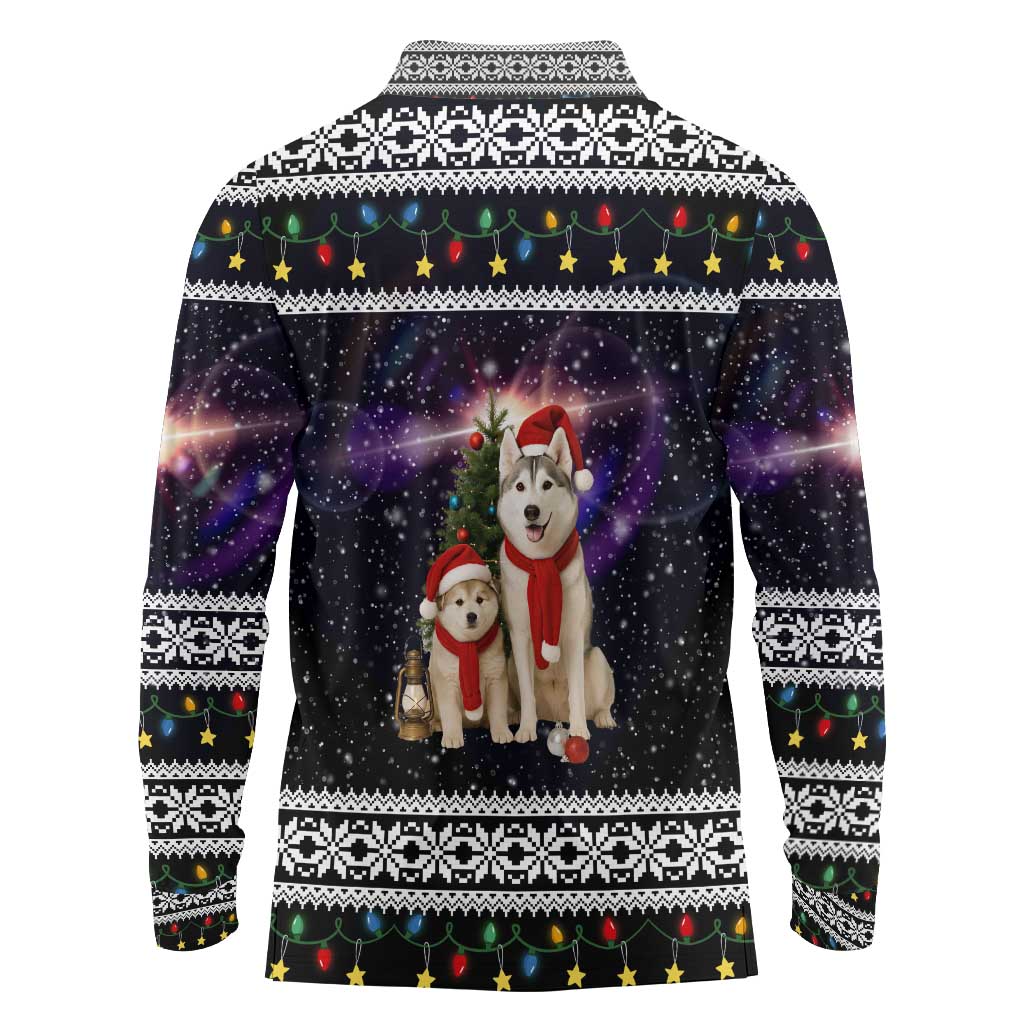 Siberian Husky Show Up Xmas Christmas Long Sleeve Polo Shirt Xmas Holiday Patterns - Wonder Print Shop