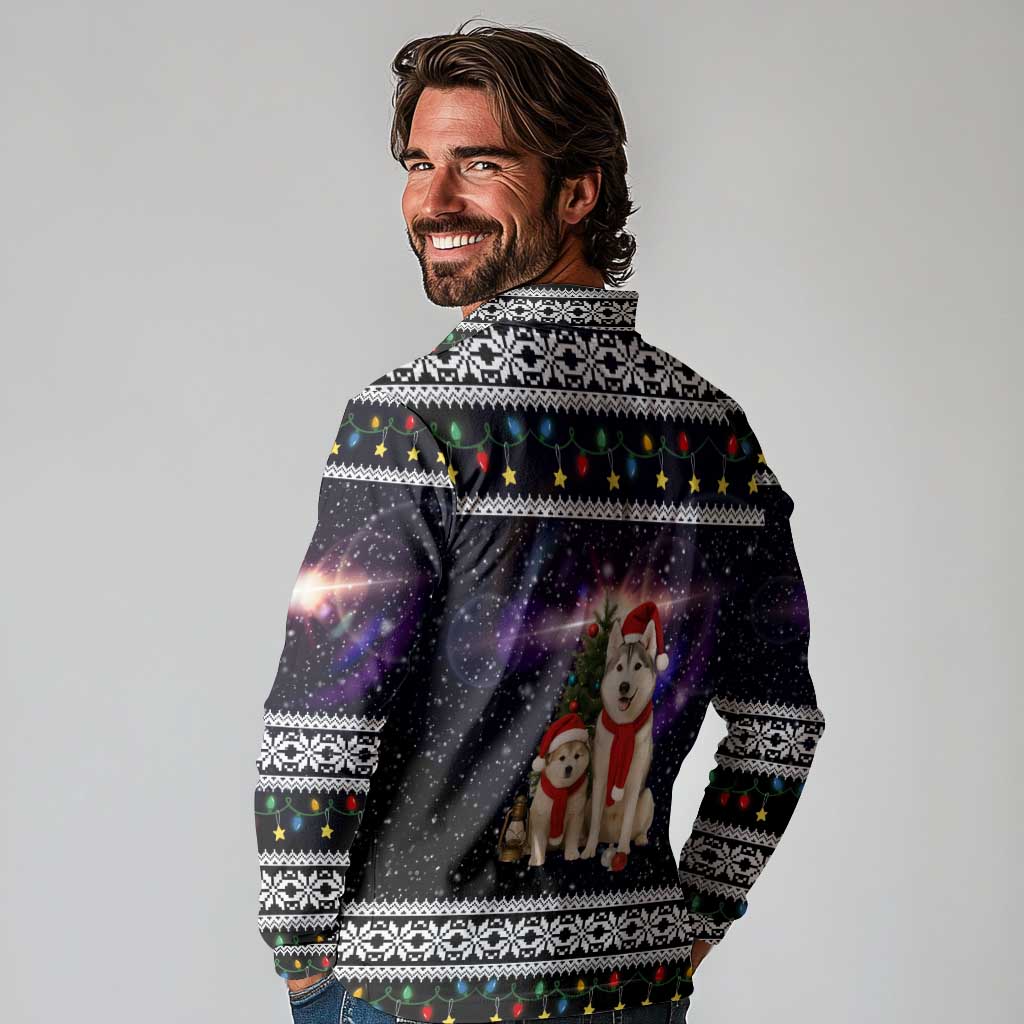 Siberian Husky Show Up Xmas Christmas Long Sleeve Polo Shirt Xmas Holiday Patterns - Wonder Print Shop
