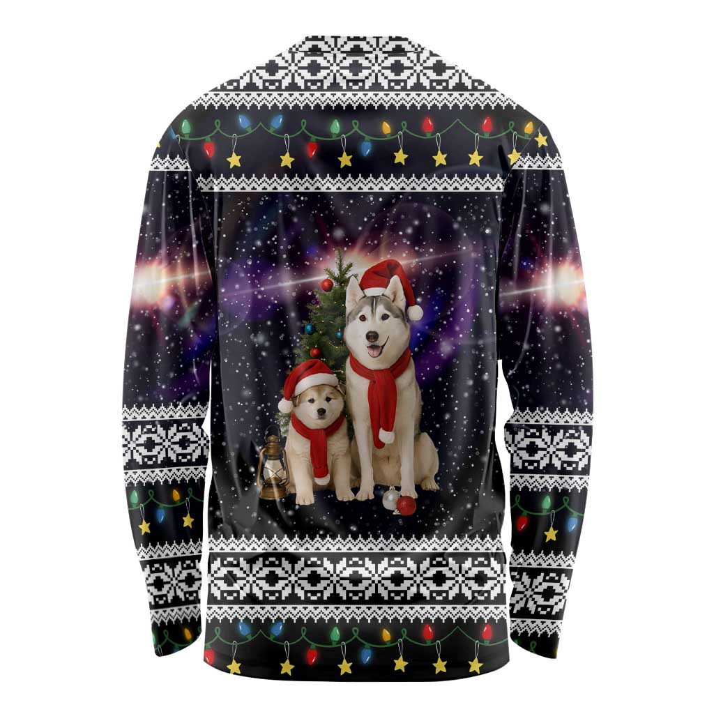 Siberian Husky Show Up Xmas Christmas Long Sleeve Shirt Xmas Holiday Patterns - Wonder Print Shop
