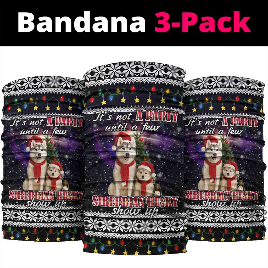 Siberian Husky Show Up Xmas Christmas Neck Gaiter Xmas Holiday Patterns - Wonder Print Shop