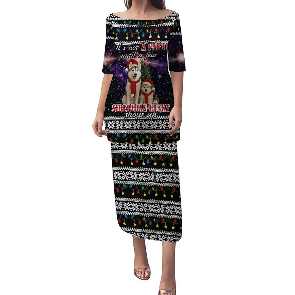 Siberian Husky Show Up Xmas Christmas Puletasi Xmas Holiday Patterns - Wonder Print Shop