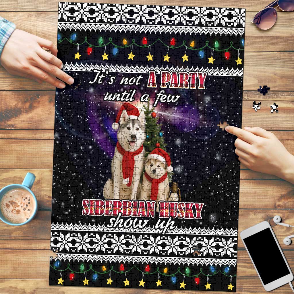 Siberian Husky Show Up Xmas Christmas Puzzle Xmas Holiday Patterns - Wonder Print Shop