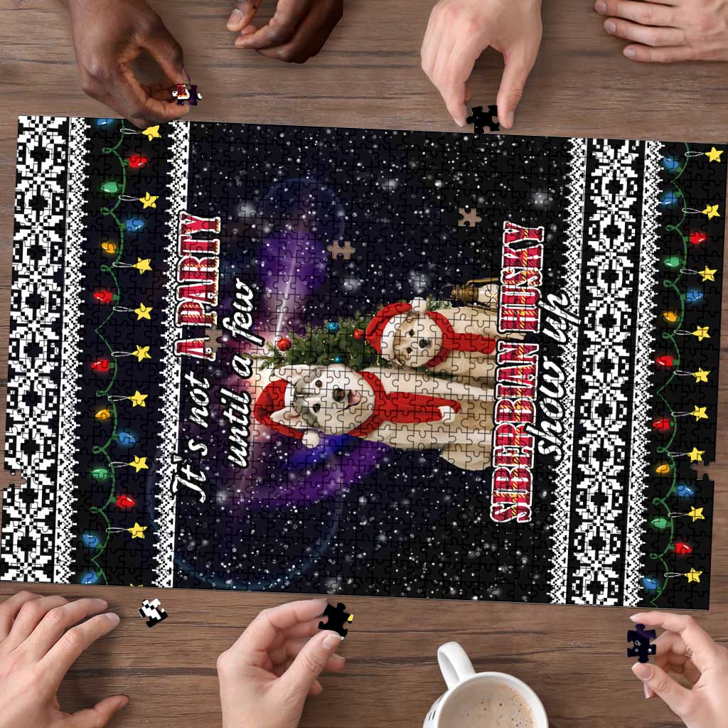Siberian Husky Show Up Xmas Christmas Puzzle Xmas Holiday Patterns - Wonder Print Shop