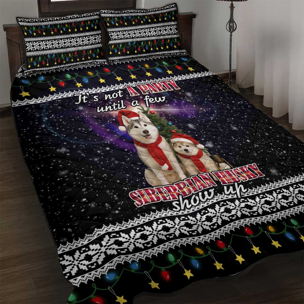 Siberian Husky Show Up Xmas Christmas Quilt Bed Set Xmas Holiday Patterns - Wonder Print Shop