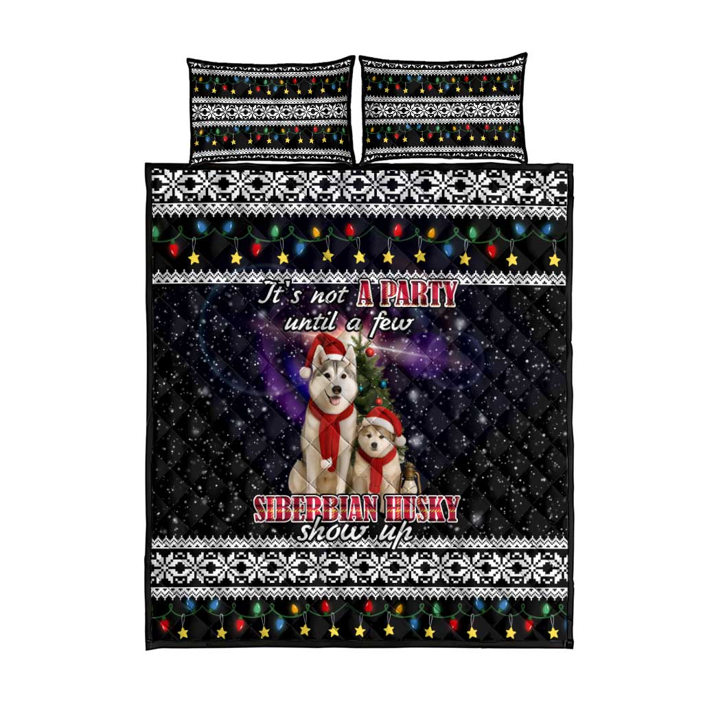 Siberian Husky Show Up Xmas Christmas Quilt Bed Set Xmas Holiday Patterns - Wonder Print Shop