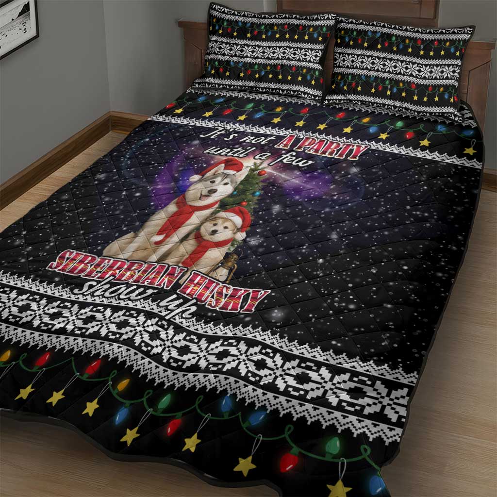 Siberian Husky Show Up Xmas Christmas Quilt Bed Set Xmas Holiday Patterns - Wonder Print Shop