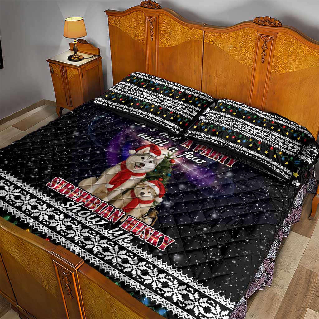 Siberian Husky Show Up Xmas Christmas Quilt Bed Set Xmas Holiday Patterns - Wonder Print Shop