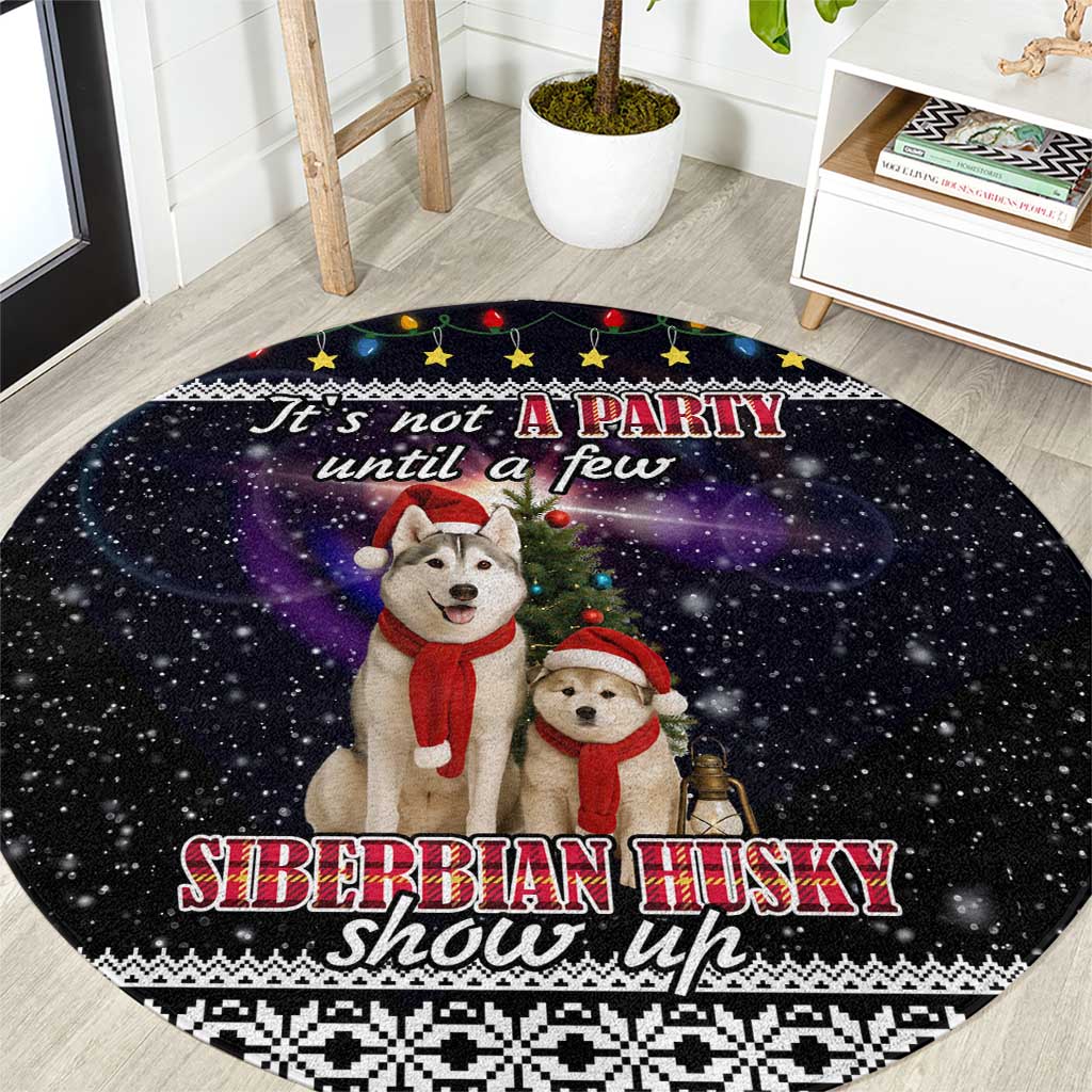 Siberian Husky Show Up Xmas Christmas Round Carpet Xmas Holiday Patterns - Wonder Print Shop