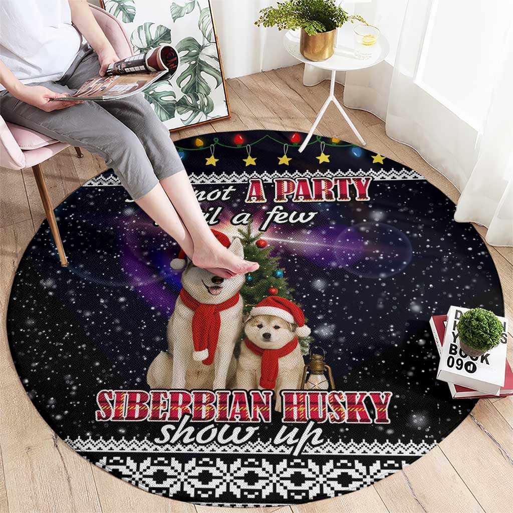 Siberian Husky Show Up Xmas Christmas Round Carpet Xmas Holiday Patterns - Wonder Print Shop