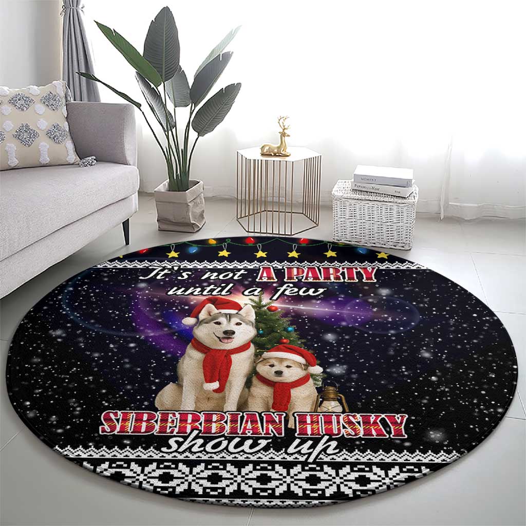 Siberian Husky Show Up Xmas Christmas Round Carpet Xmas Holiday Patterns - Wonder Print Shop