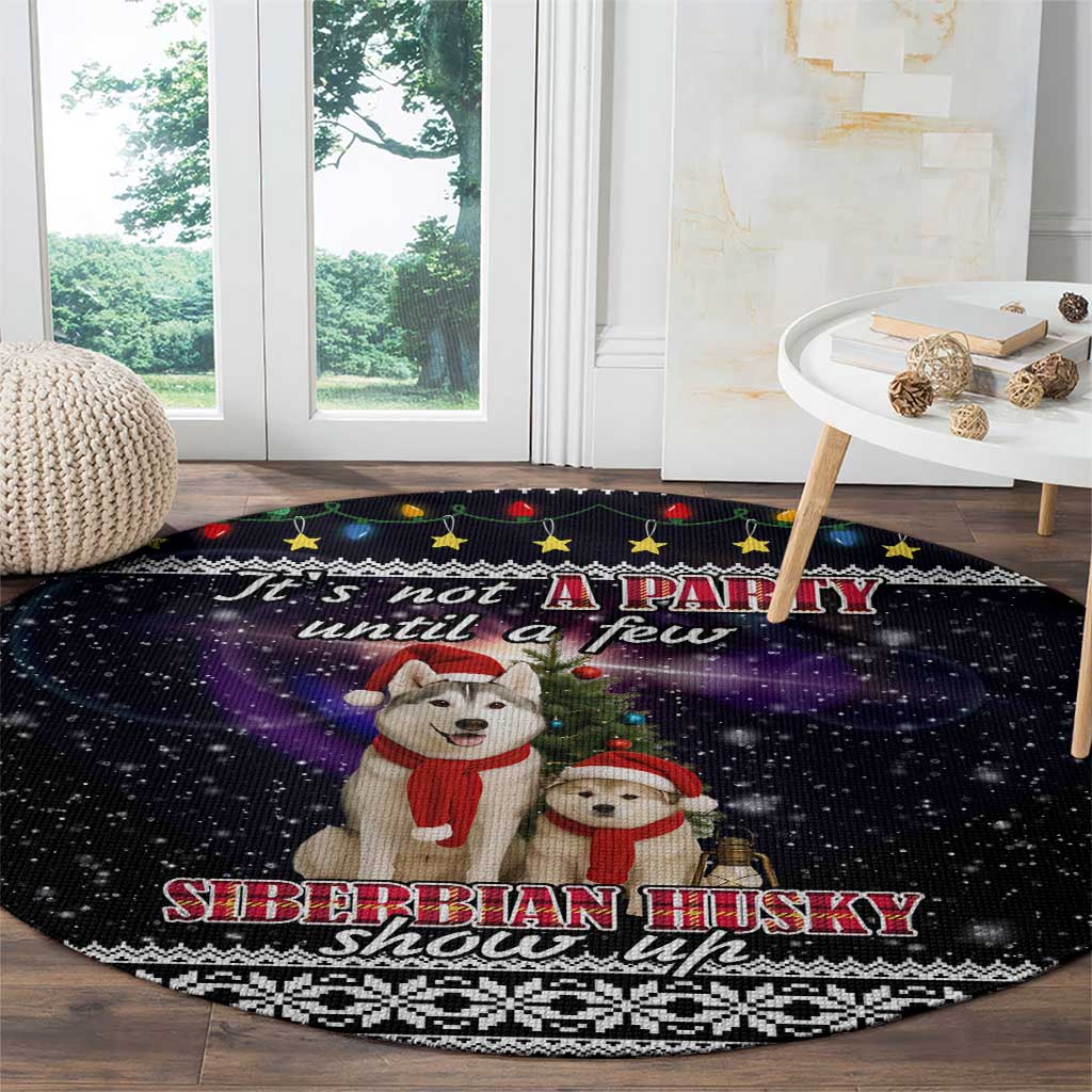 Siberian Husky Show Up Xmas Christmas Round Carpet Xmas Holiday Patterns - Wonder Print Shop