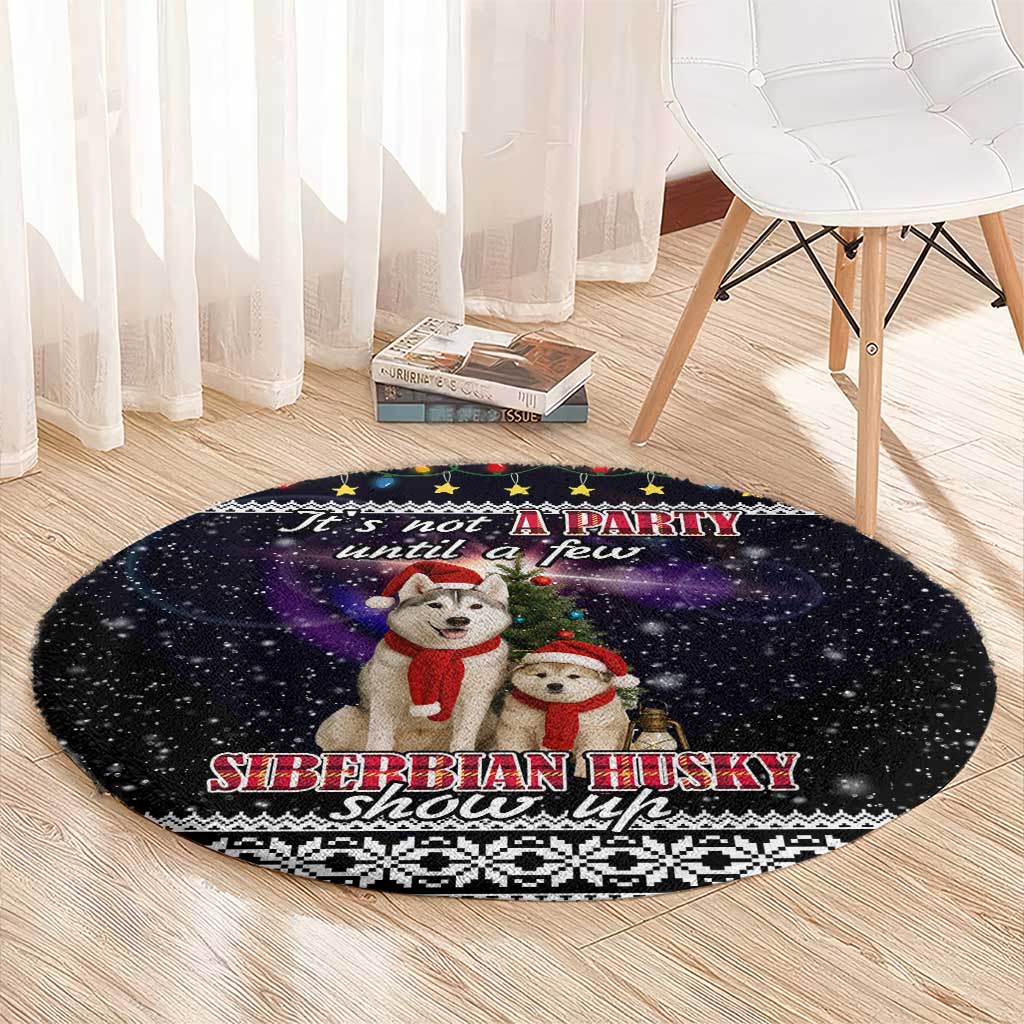 Siberian Husky Show Up Xmas Christmas Round Carpet Xmas Holiday Patterns - Wonder Print Shop