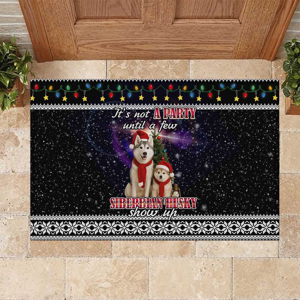 Siberian Husky Show Up Xmas Christmas Rubber Doormat Xmas Holiday Patterns - Wonder Print Shop