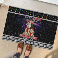 Siberian Husky Show Up Xmas Christmas Rubber Doormat Xmas Holiday Patterns - Wonder Print Shop