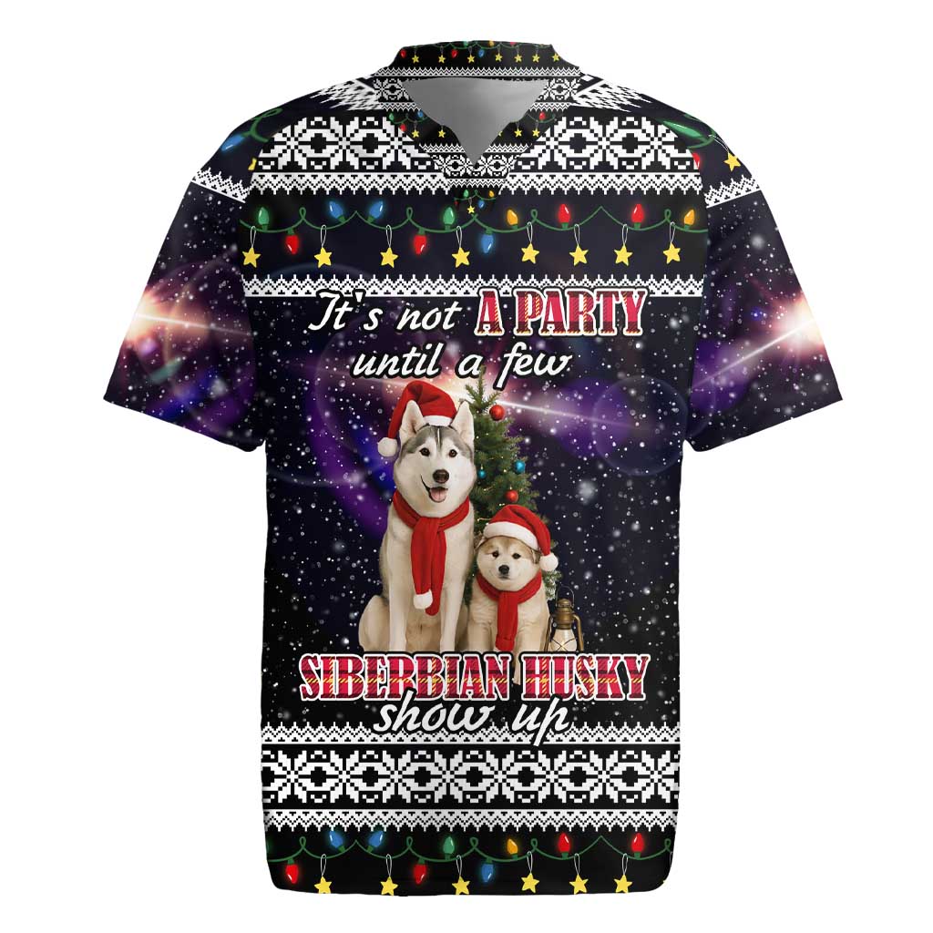Siberian Husky Show Up Xmas Christmas Rugby Jersey Xmas Holiday Patterns - Wonder Print Shop