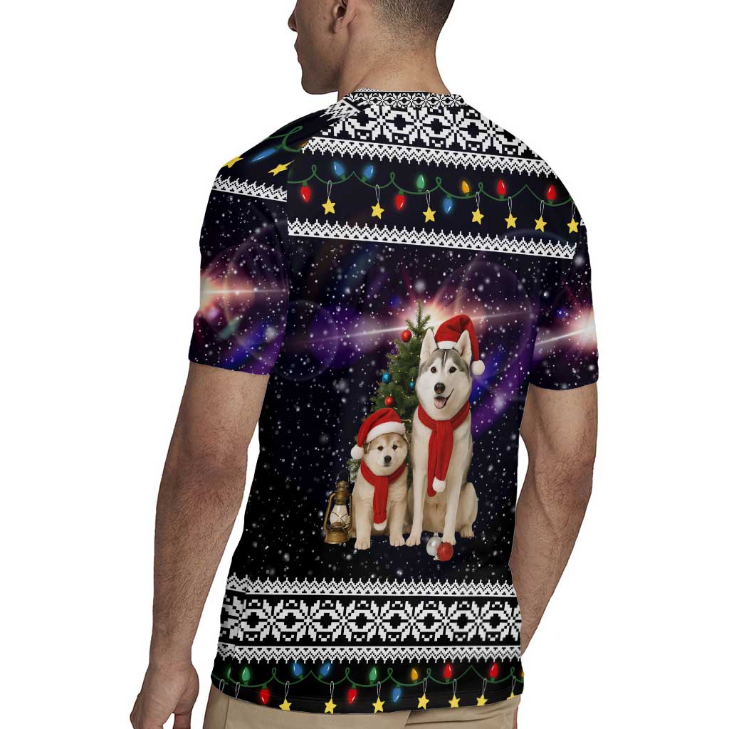 Siberian Husky Show Up Xmas Christmas Rugby Jersey Xmas Holiday Patterns - Wonder Print Shop