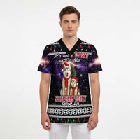 Siberian Husky Show Up Xmas Christmas Scrub Top Xmas Holiday Patterns - Wonder Print Shop
