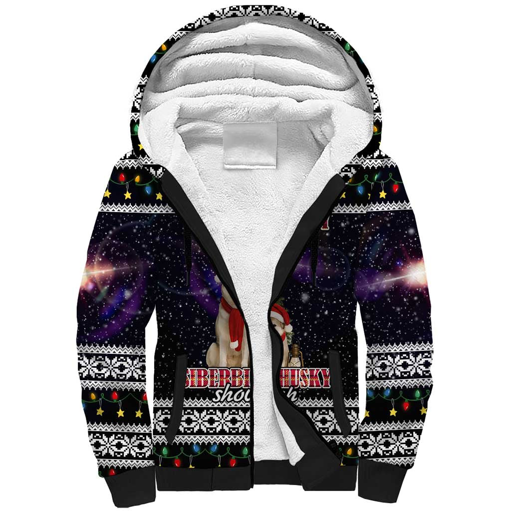 Siberian Husky Show Up Xmas Christmas Sherpa Hoodie Xmas Holiday Patterns - Wonder Print Shop