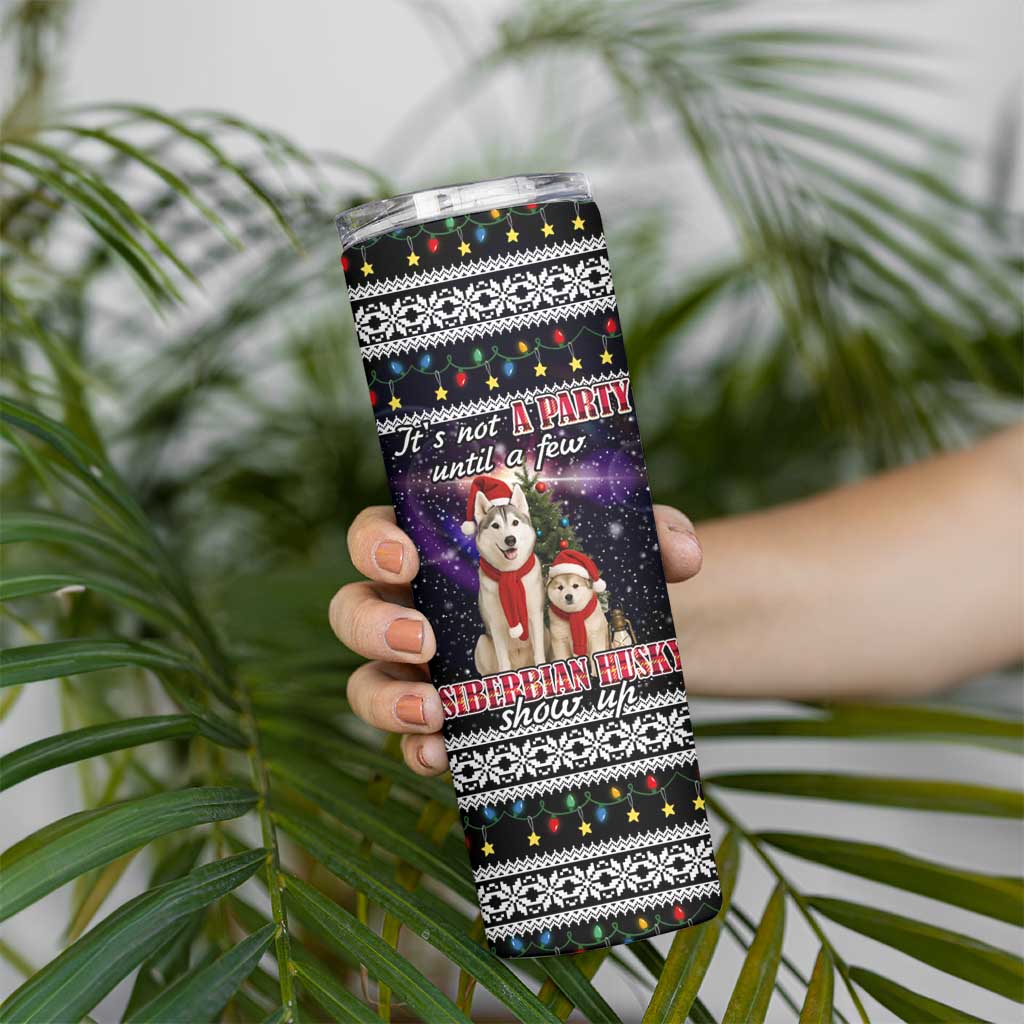 Siberian Husky Show Up Xmas Christmas Skinny Tumbler Xmas Holiday Patterns - Wonder Print Shop